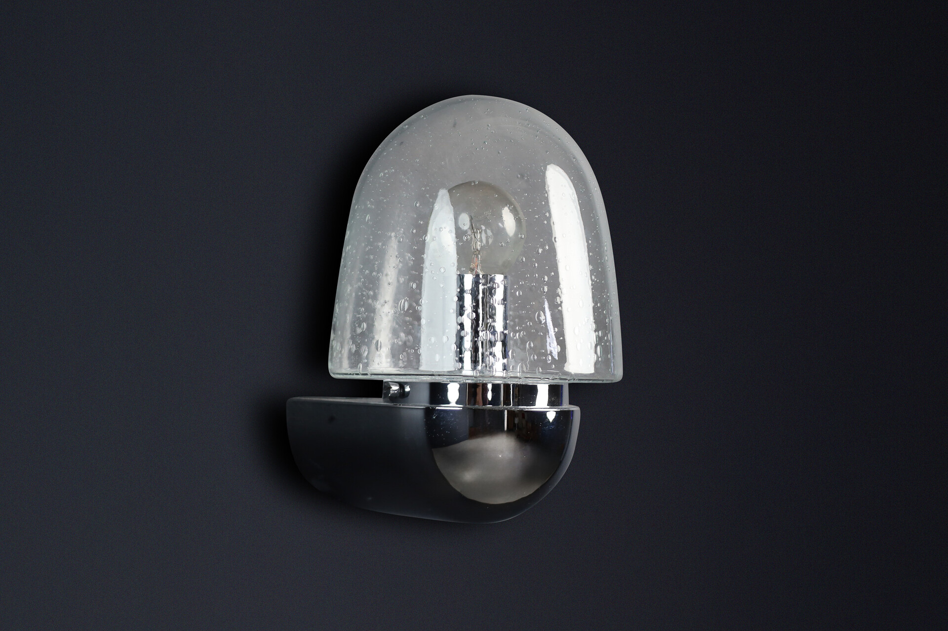 Mid-Century Glashütte Limburg Wall Sconce – Chrome & Bubble Glass, 1960s Mid-20th century