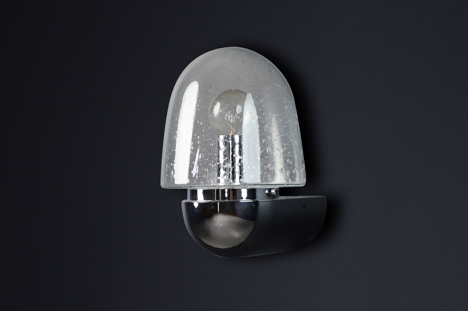 Mid-Century Glashütte Limburg Wall Sconce – Chrome & Bubble Glass, 1960s Mid-20th century