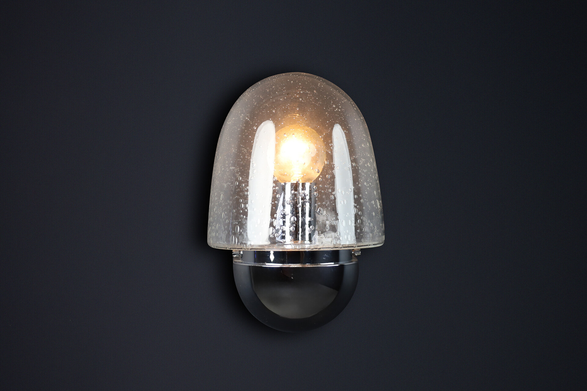 Mid-Century Glashütte Limburg Wall Sconce – Chrome & Bubble Glass, 1960s Mid-20th century