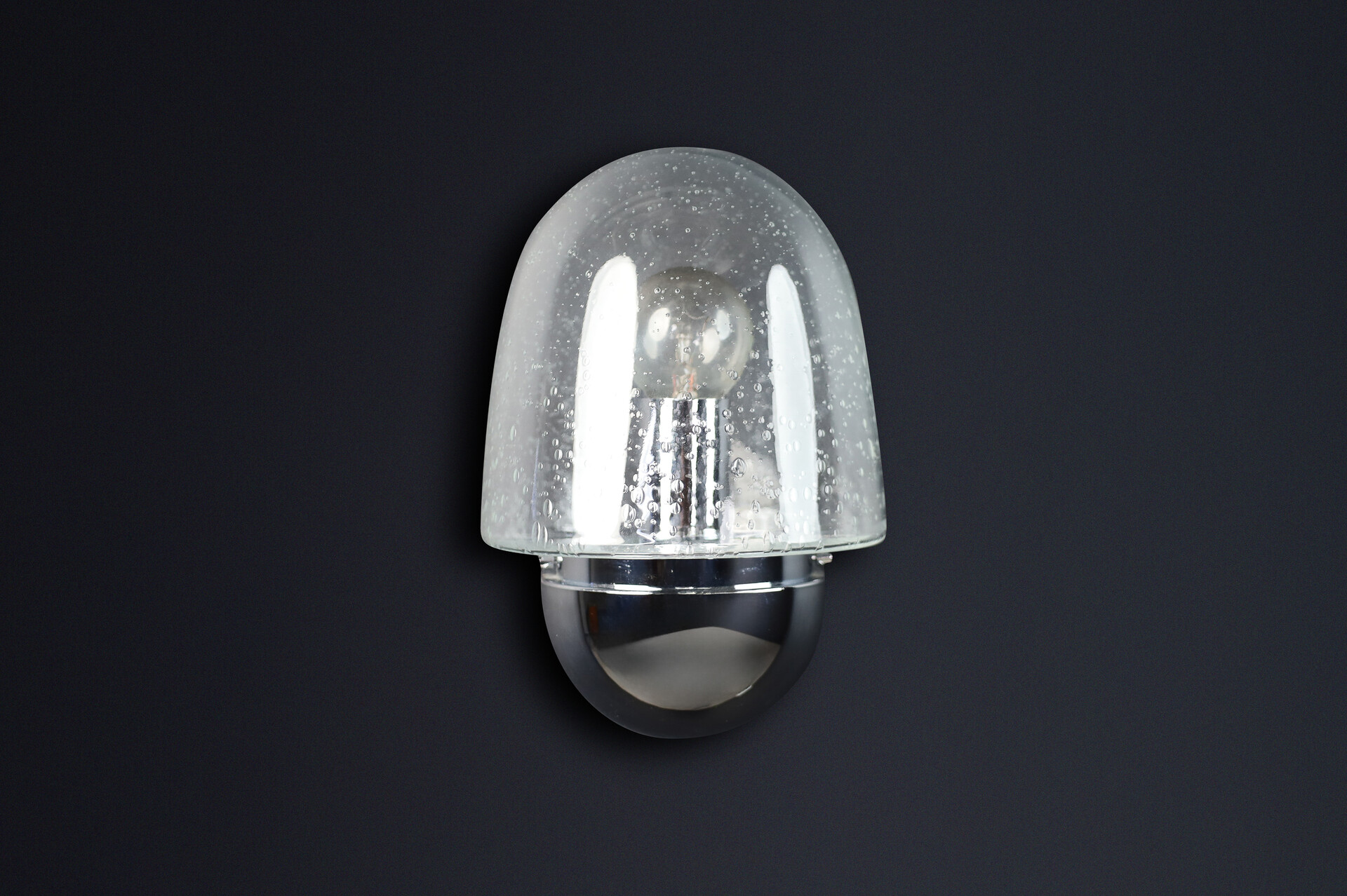 Mid-Century Glashütte Limburg Wall Sconce – Chrome & Bubble Glass, 1960s Mid-20th century