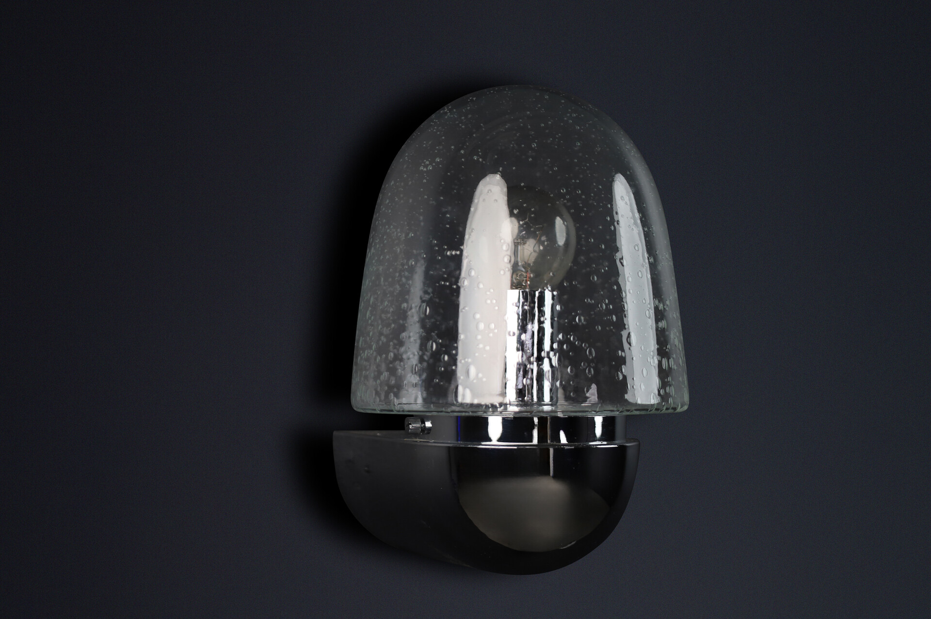 Mid-Century Glashütte Limburg Wall Sconce – Chrome & Bubble Glass, 1960s Mid-20th century