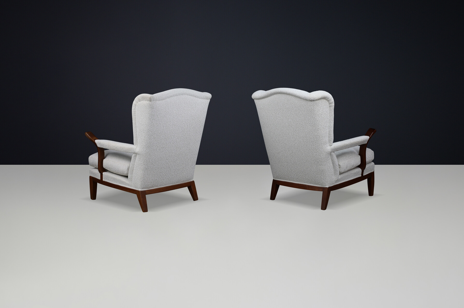 Mid century modern 1930s French Wingback Lounge Chairs in the Style of Guillerme et Chambron Mid-20th century