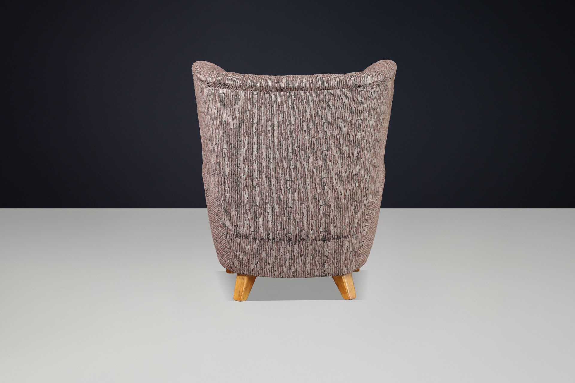 Mid century modern 1940s Czech Wingback Armchair, Prague, Original Upholstery Mid-20th century