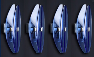 Mid century modern 1960s Italian Blue Glass and Chrome Sconces by Veca Italy Mid-20th century