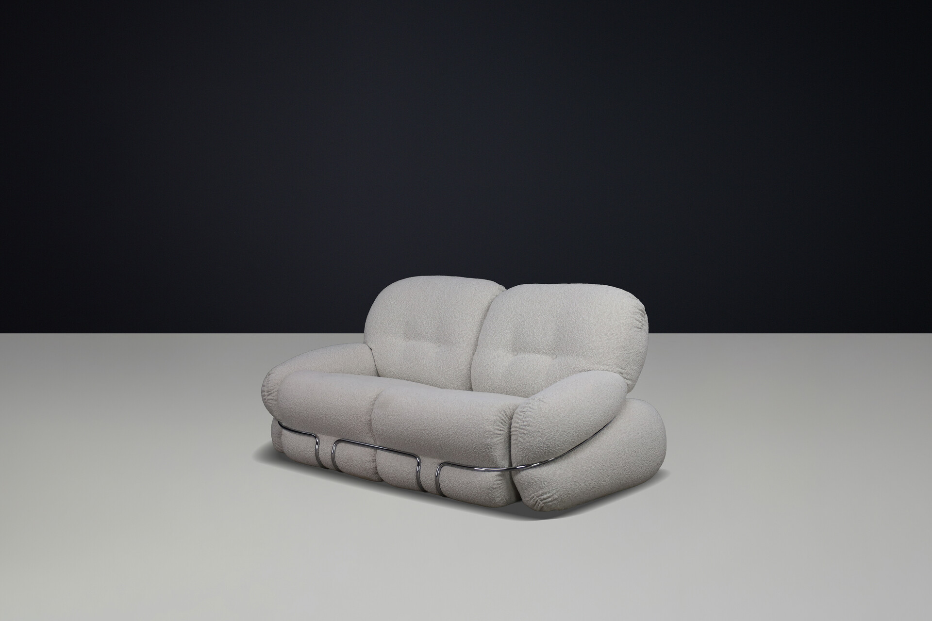 Mid century modern Adriano Piazzesi “OKAY” Sofa in New Bouclé Upholstery, Italy, 1970s Mid-20th century