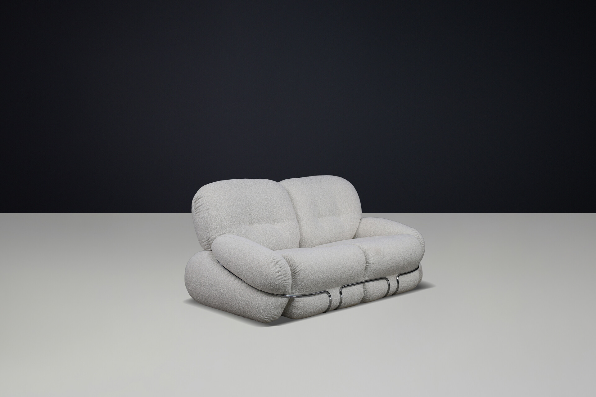 Mid century modern Adriano Piazzesi “OKAY” Sofa in New Bouclé Upholstery, Italy, 1970s Mid-20th century