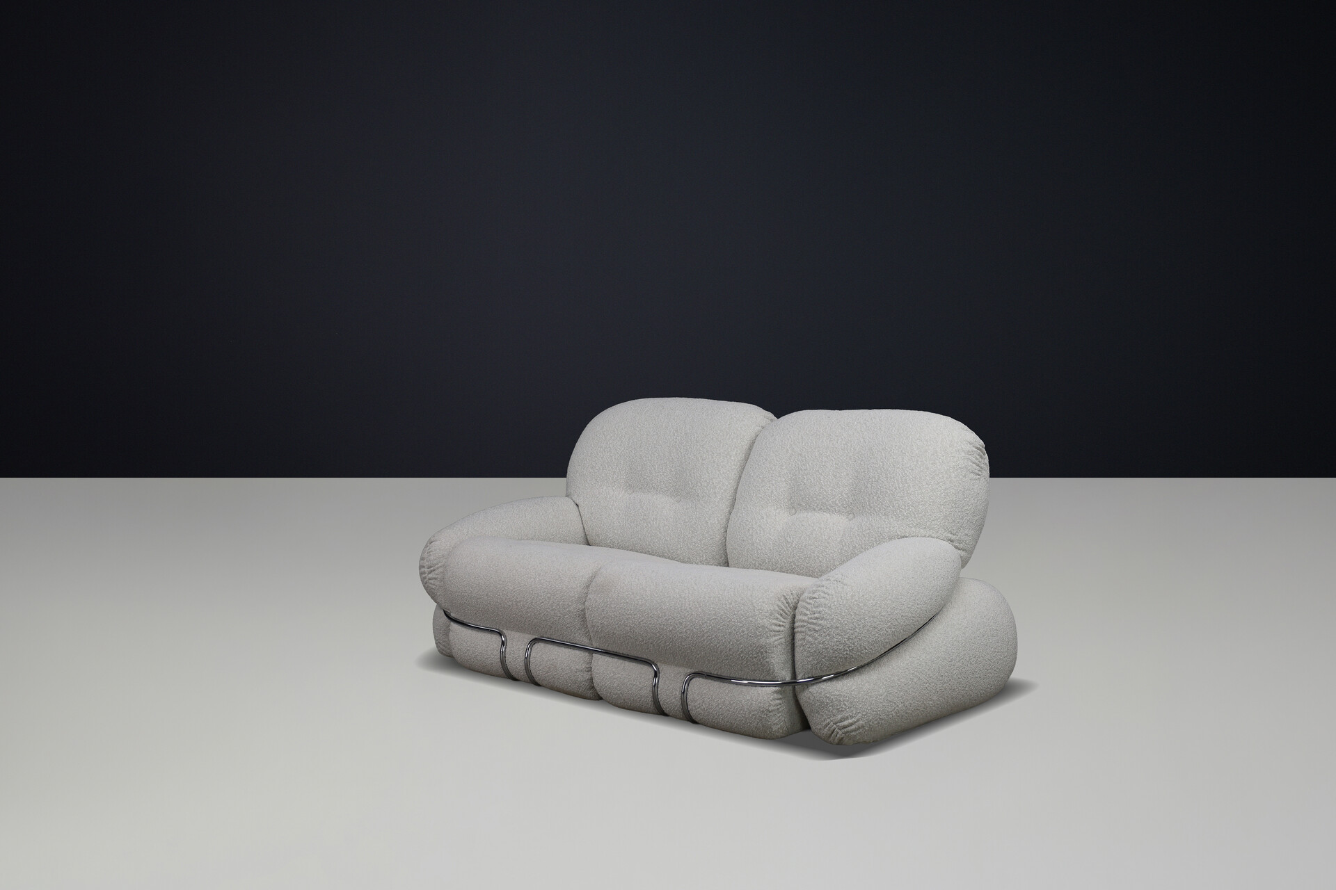 Mid century modern Adriano Piazzesi “OKAY” Sofa in New Bouclé Upholstery, Italy, 1970s Mid-20th century