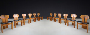 Mid century modern Afra & Tobia Scarpa for Maxalto Set of 12 'Africa' Dining Chairs Italy, 1975 Mid-20th century