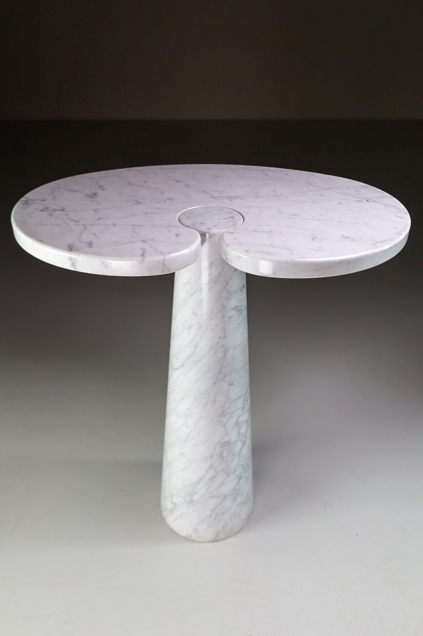 Mid century modern Angelo Mangiarotti Eros Series Side Table in white marble, Italy 1970s Late-20th century