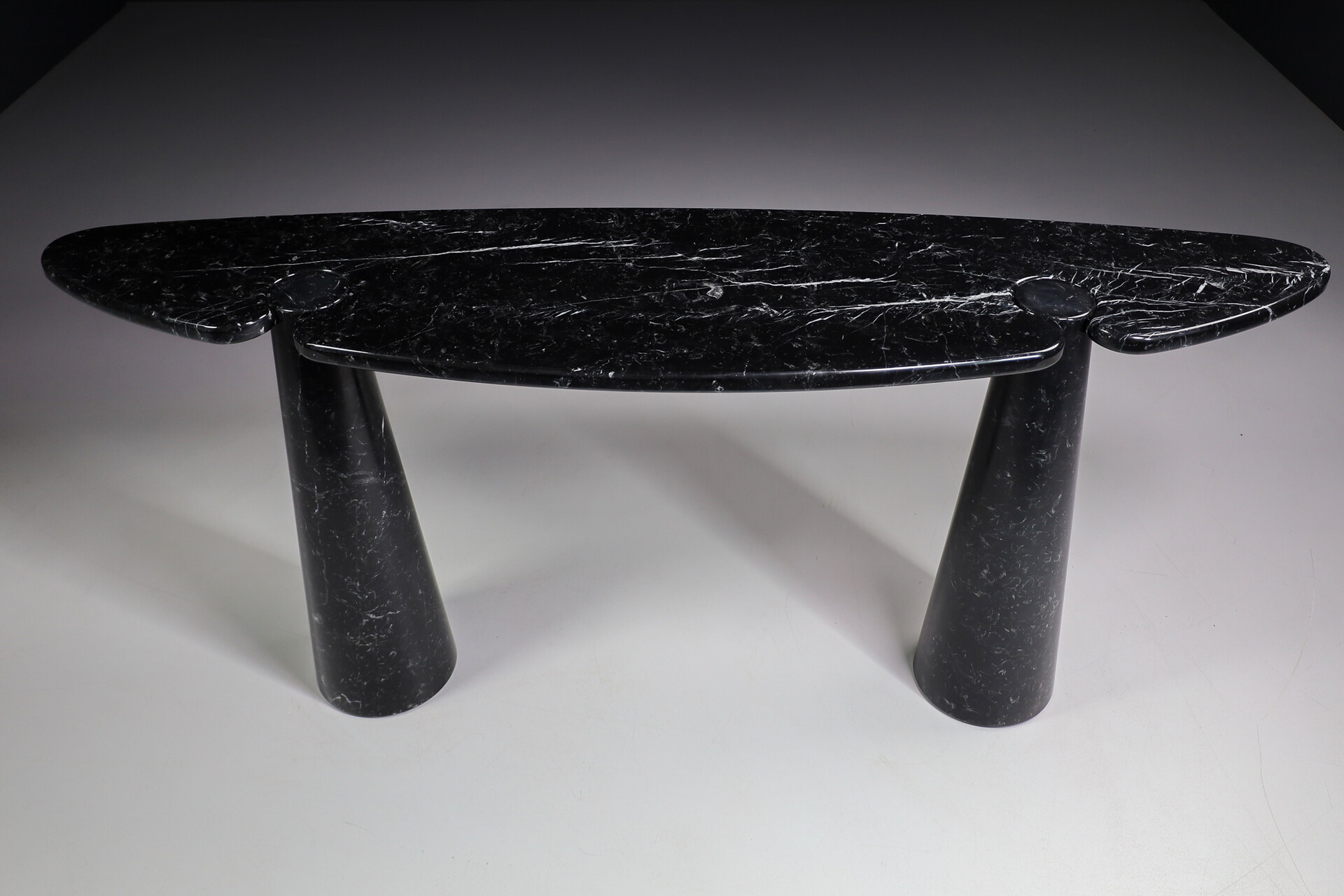 Mid century modern Angelo Mangiarotti for Skipper Black Marquina Marble 