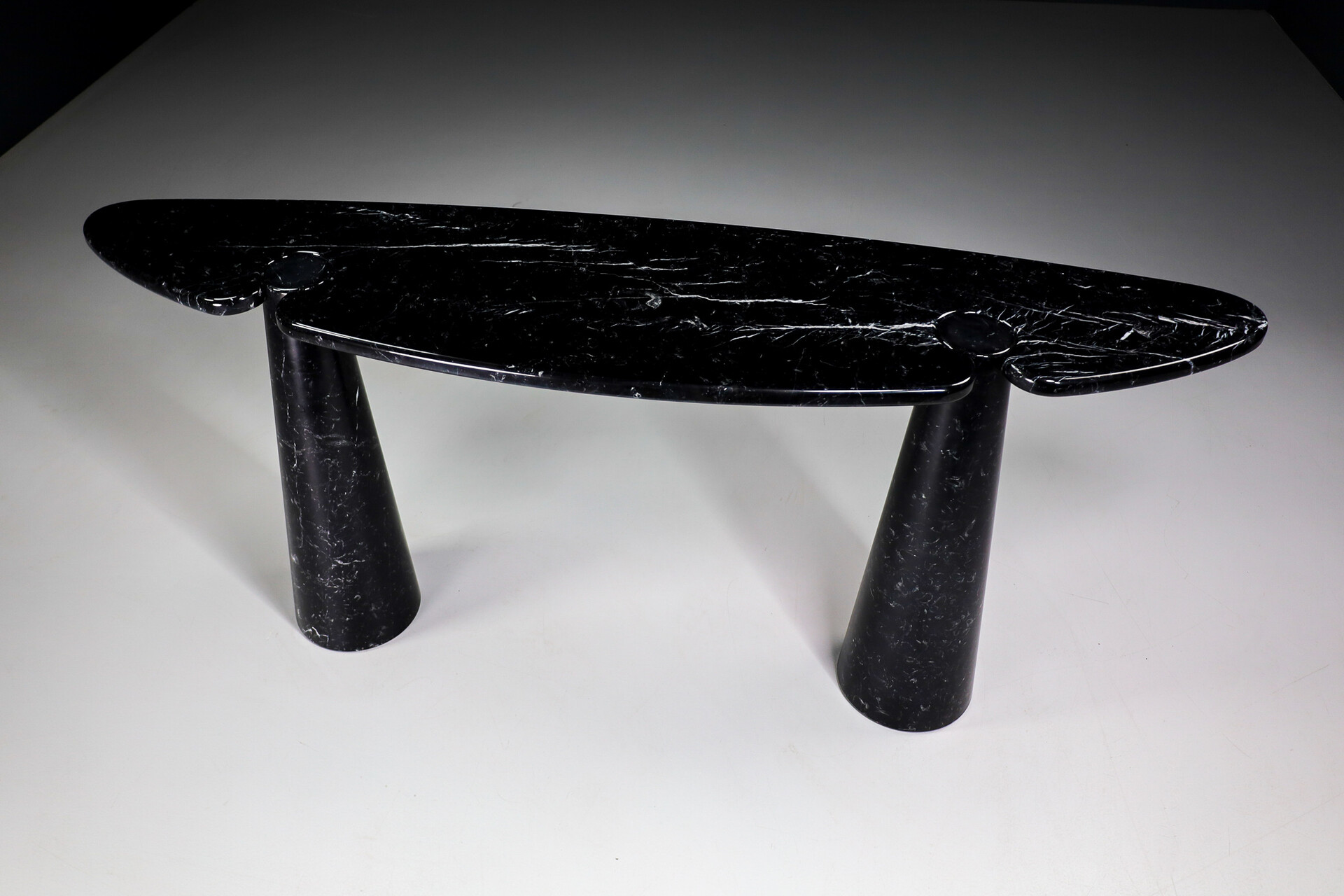 Mid century modern Angelo Mangiarotti for Skipper Black Marquina Marble 