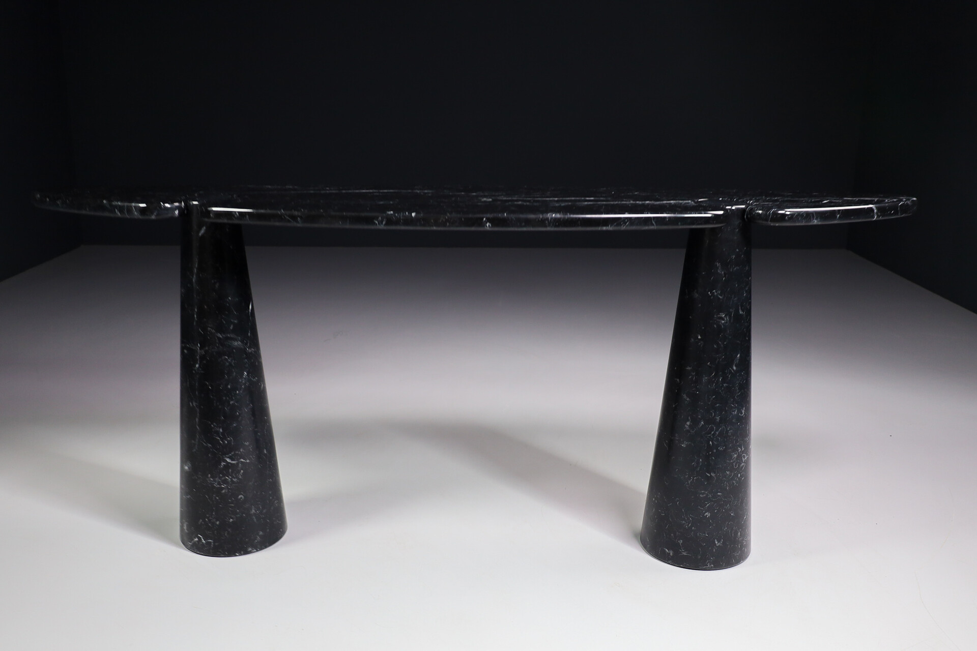 Mid century modern Angelo Mangiarotti for Skipper Black Marquina Marble 