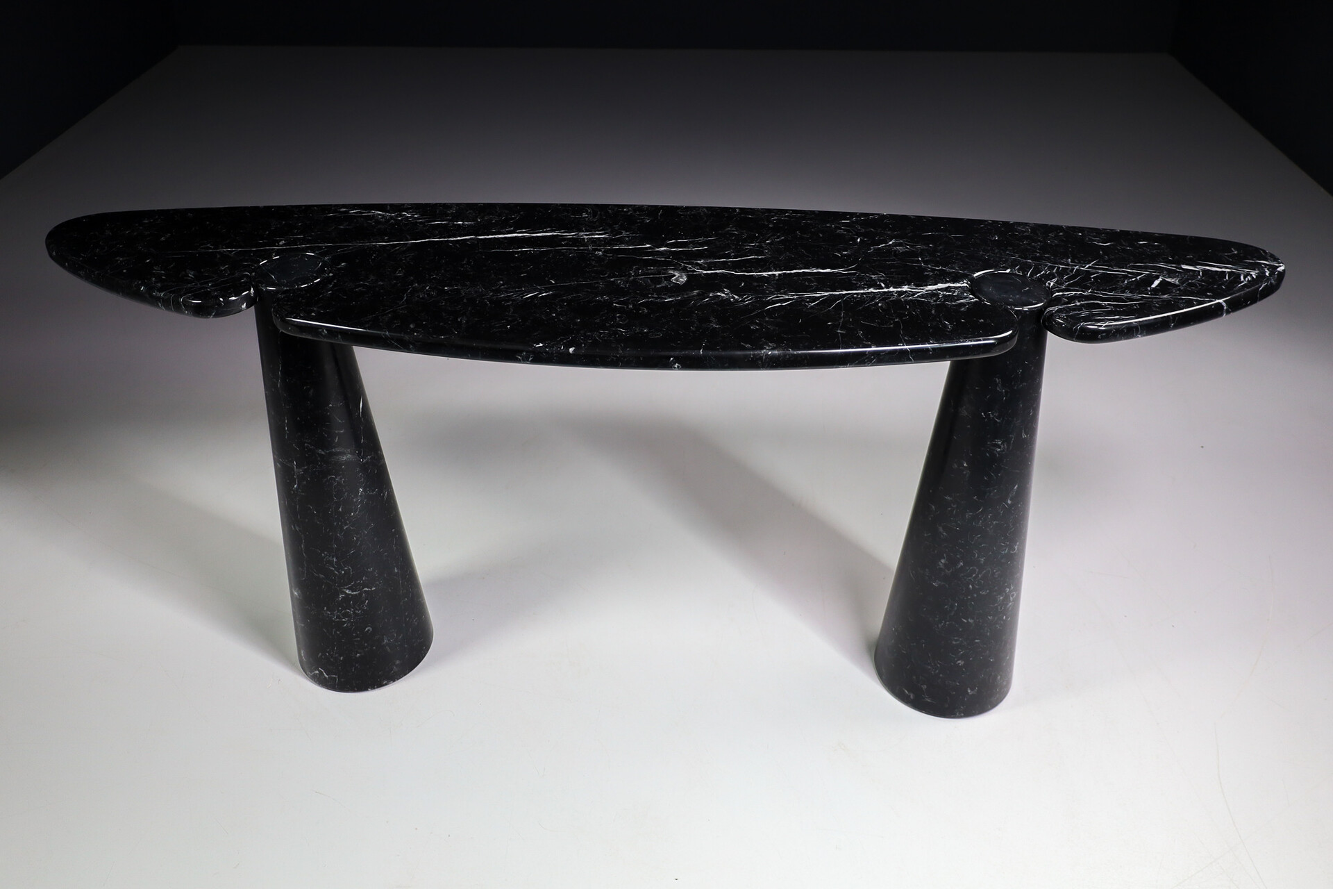 Mid century modern Angelo Mangiarotti for Skipper Black Marquina Marble 