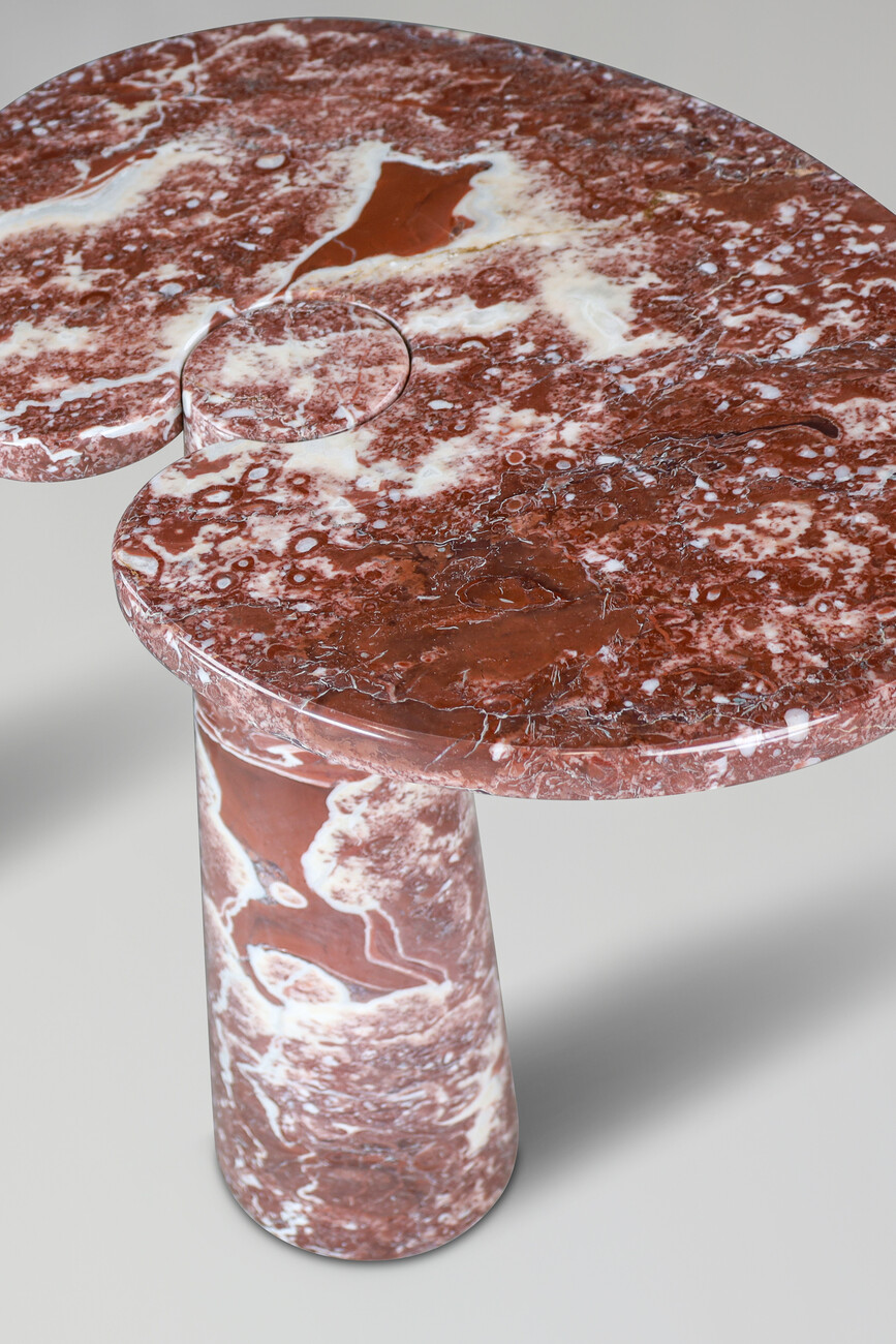 Mid century modern Angelo Mangiarotti pair of two Rosso marble consoles for Skipper Italy 1970 Late-20th century