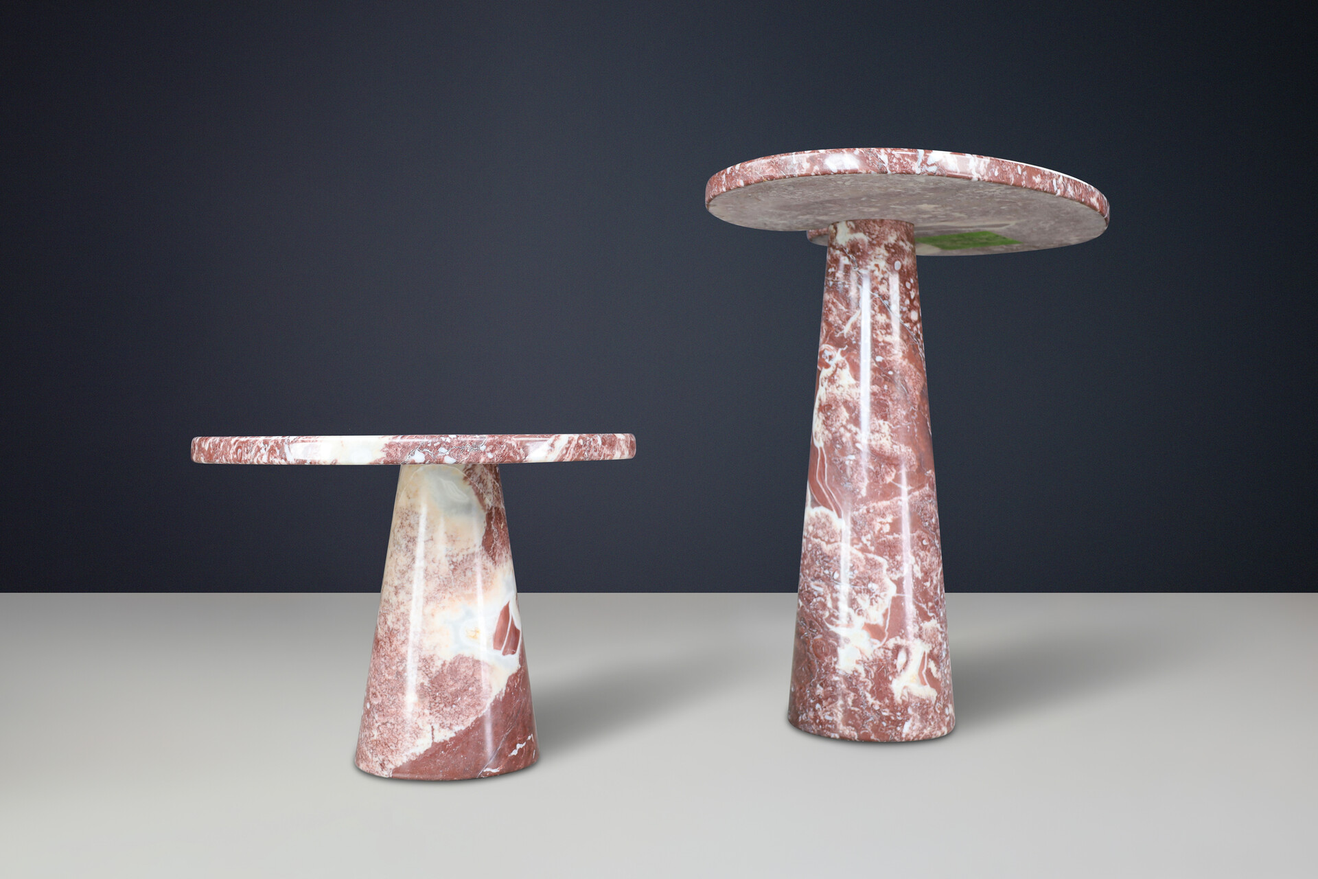 Mid century modern Angelo Mangiarotti pair of two Rosso marble consoles for Skipper Italy 1970 Late-20th century