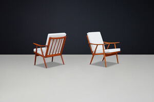 Mid century modern Arm / lounge Chairs With Re-Upholstered bouclé fabric, Prague 1960s Mid-20th century
