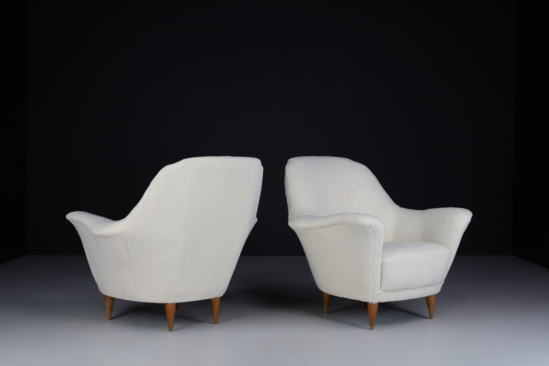 Mid century modern Armchairs by Ico Parisi in New Teddy Fabric , Italy 1950s Mid-20th century