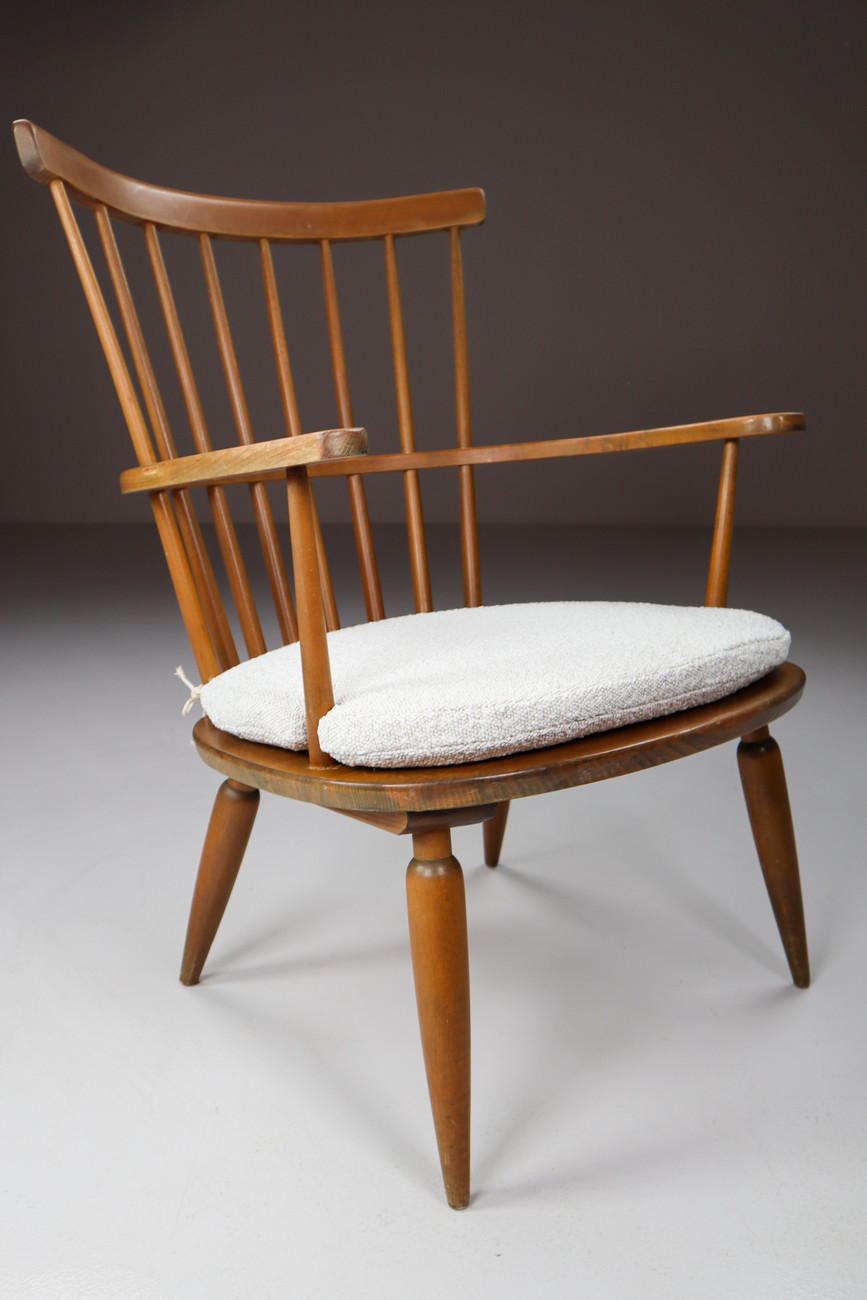 Mid Century Modern Armchairs with New Boucle cushions Altheim by Franz Schuster 1950s Austria Mid-20th century