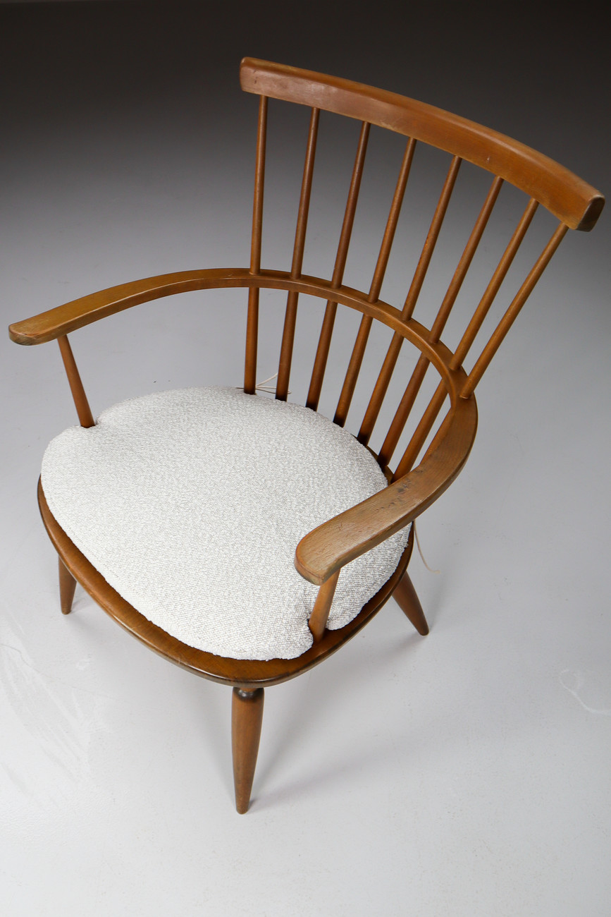 Mid Century Modern Armchairs with New Boucle cushions Altheim by Franz Schuster 1950s Austria Mid-20th century