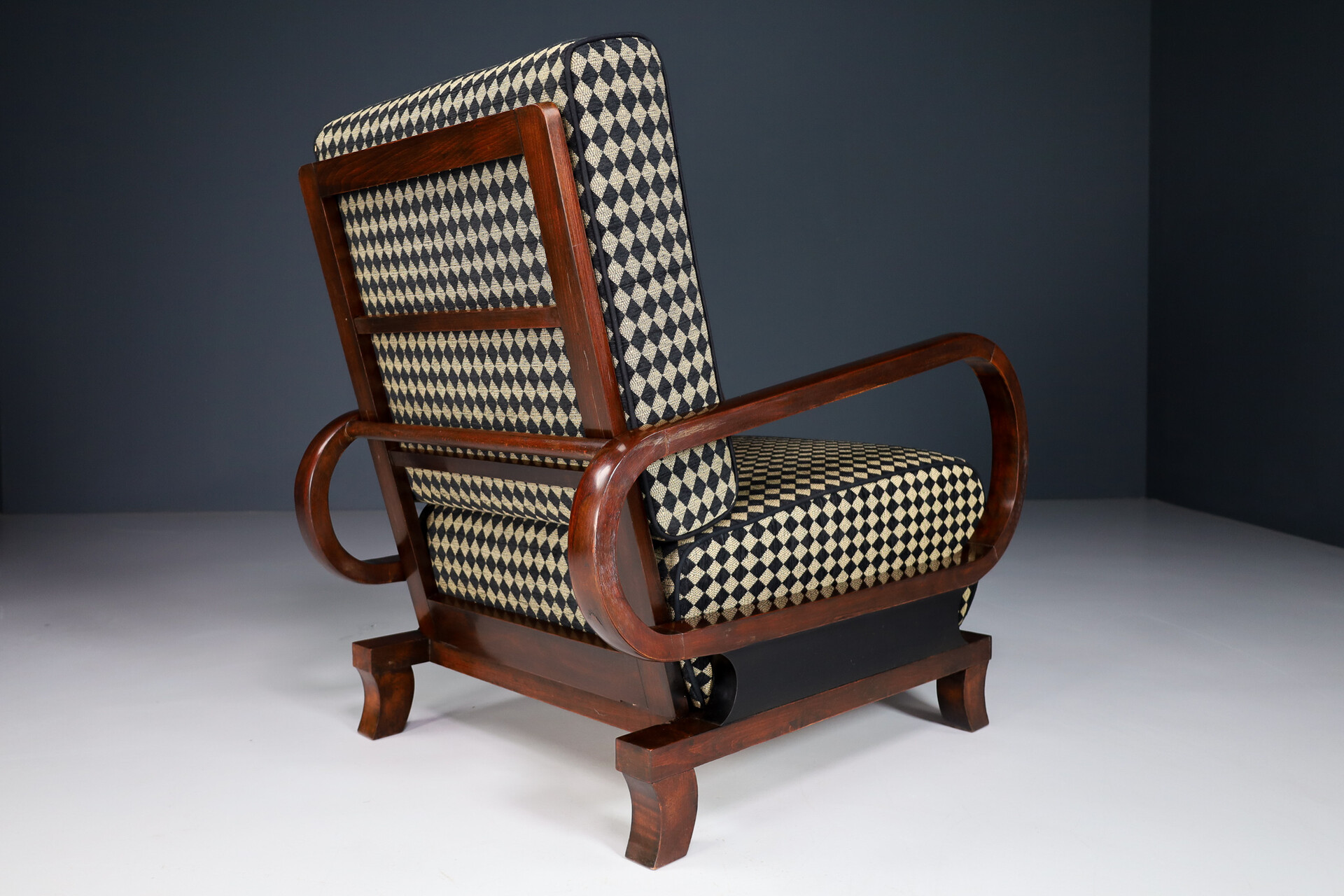 Mid century modern Art-Deco Arm Chairs / lounge chairs  With New Upholstered Fabric, Praque 1930s Early-20th century