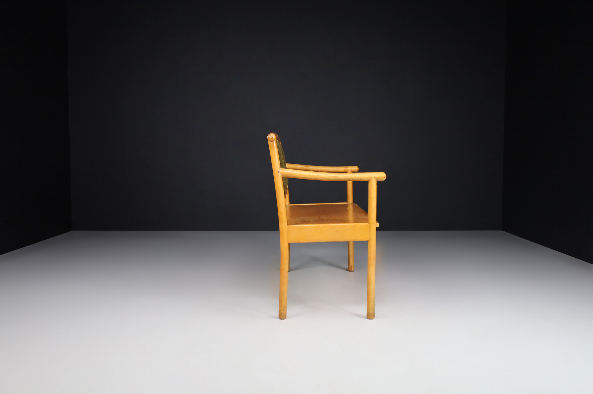 Mid century modern Art deco bench - sofa with original fabric by Ton , Praque 1950s Mid-20th century