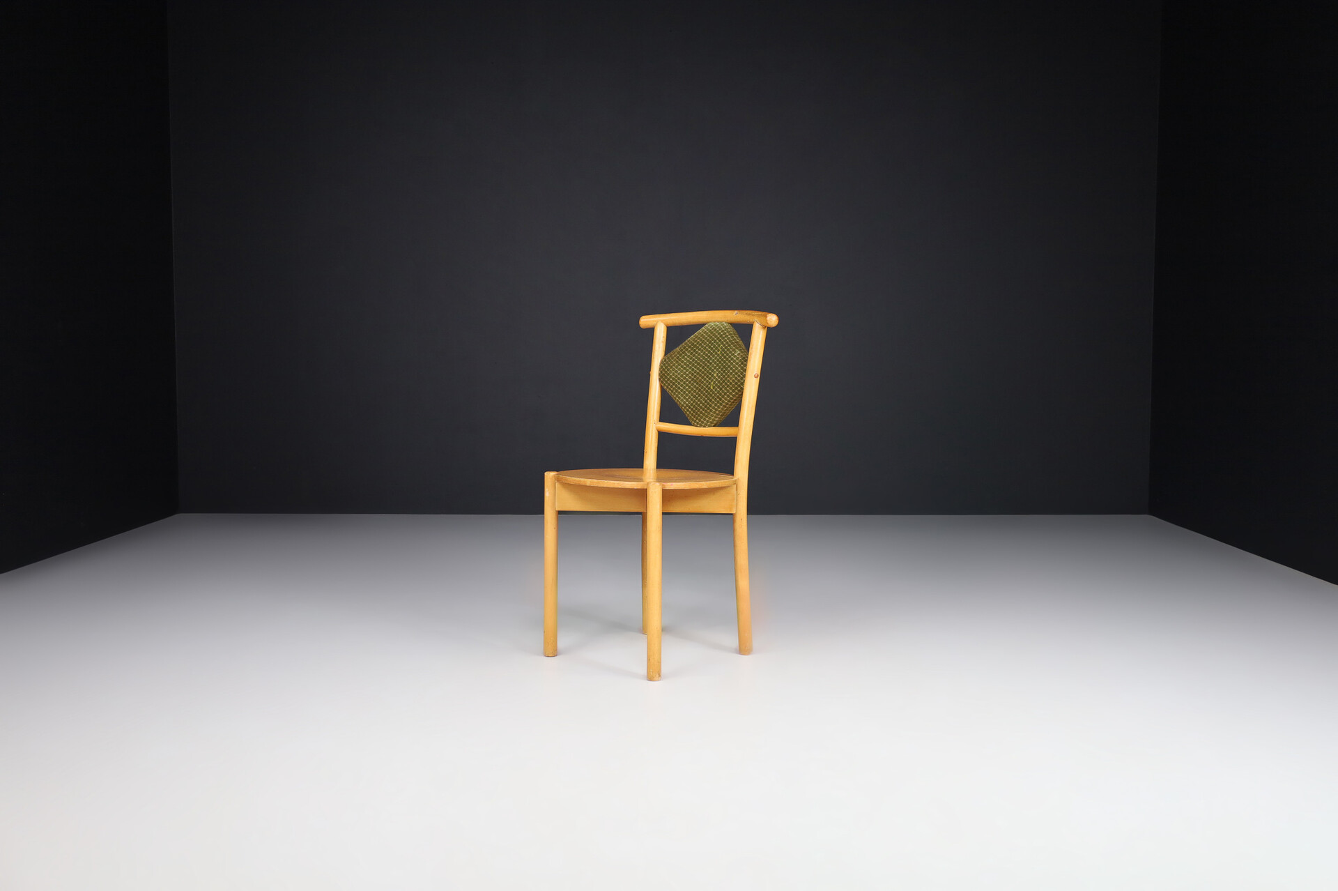 Mid century modern Art deco side chairs with original fabric by Ton , Praque 1950s Mid-20th century