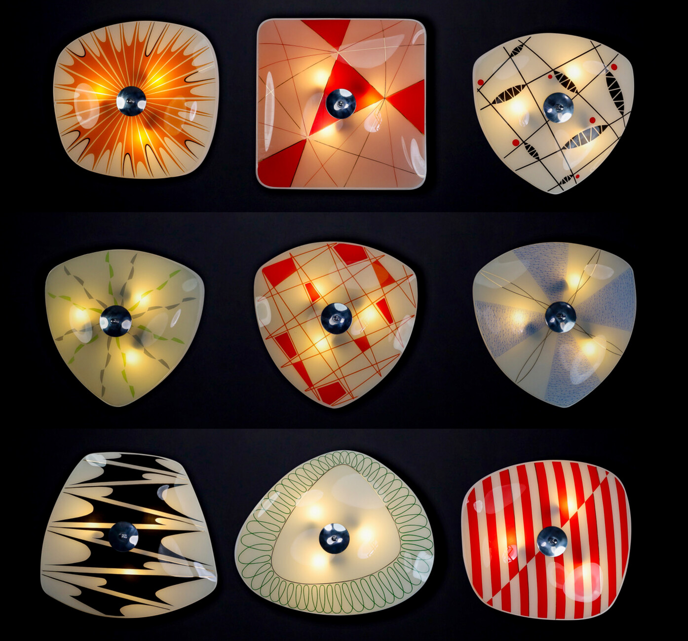 Mid century modern Art Glass Brussel Expo wall lights, pendant or ceiling lights 1960s Mid-20th century