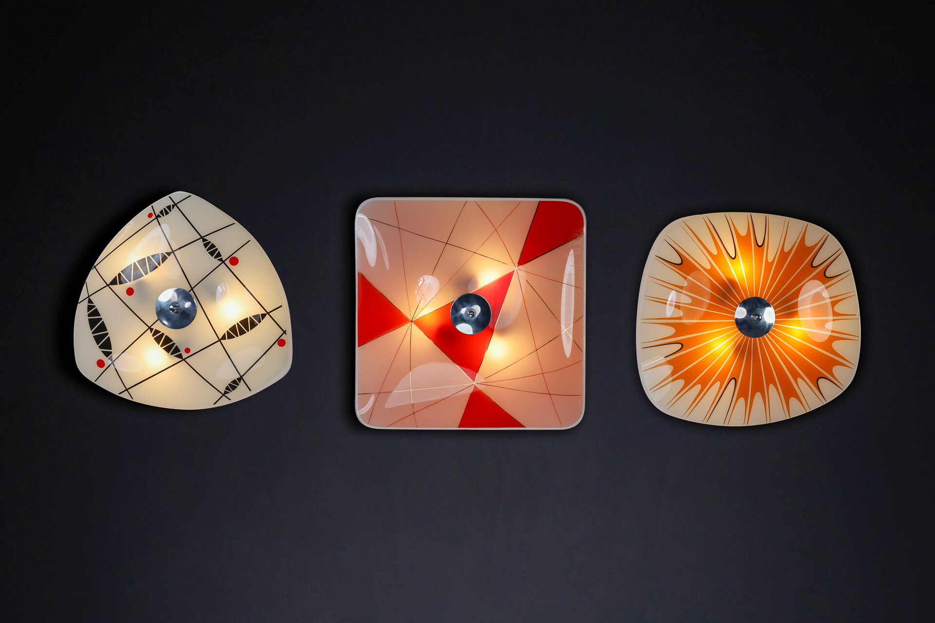 Mid century modern Art Glass Brussel Expo wall lights, pendant or ceiling lights 1960s Mid-20th century