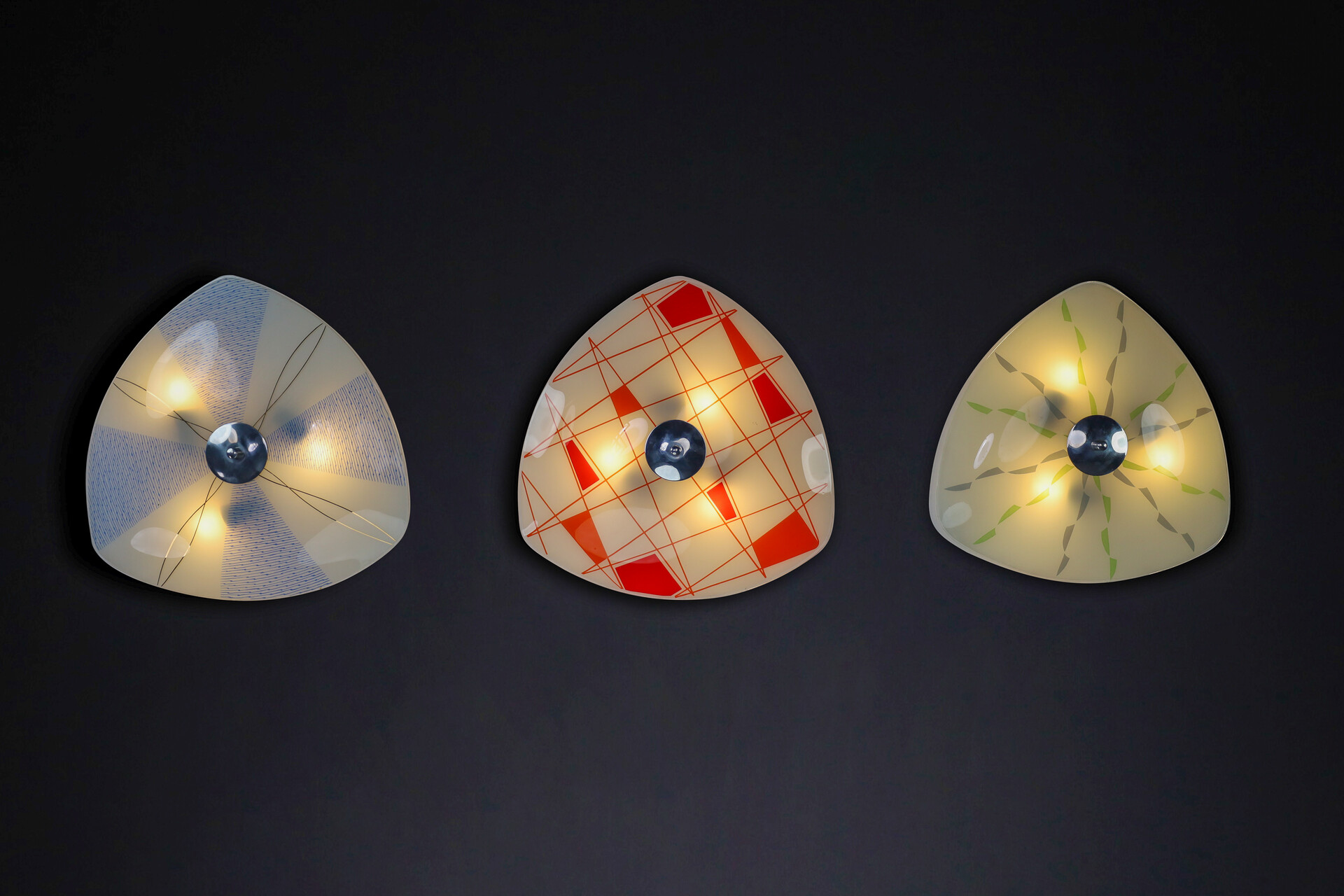 Mid century modern Art Glass Brussel Expo wall lights, pendant or ceiling lights 1960s Mid-20th century