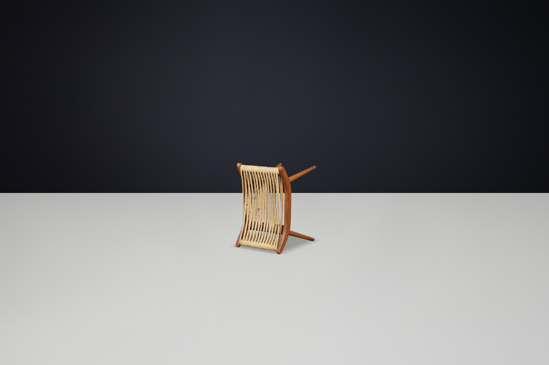 Mid century modern Ash and rope stool, cz 1950s Mid-20th century