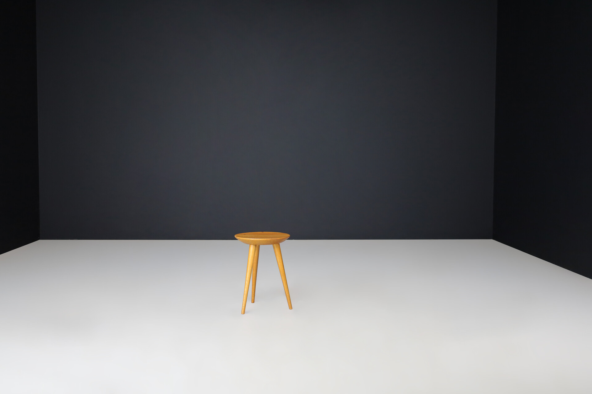 Mid century modern Ash wood stool Praque 1950s Mid-20th century