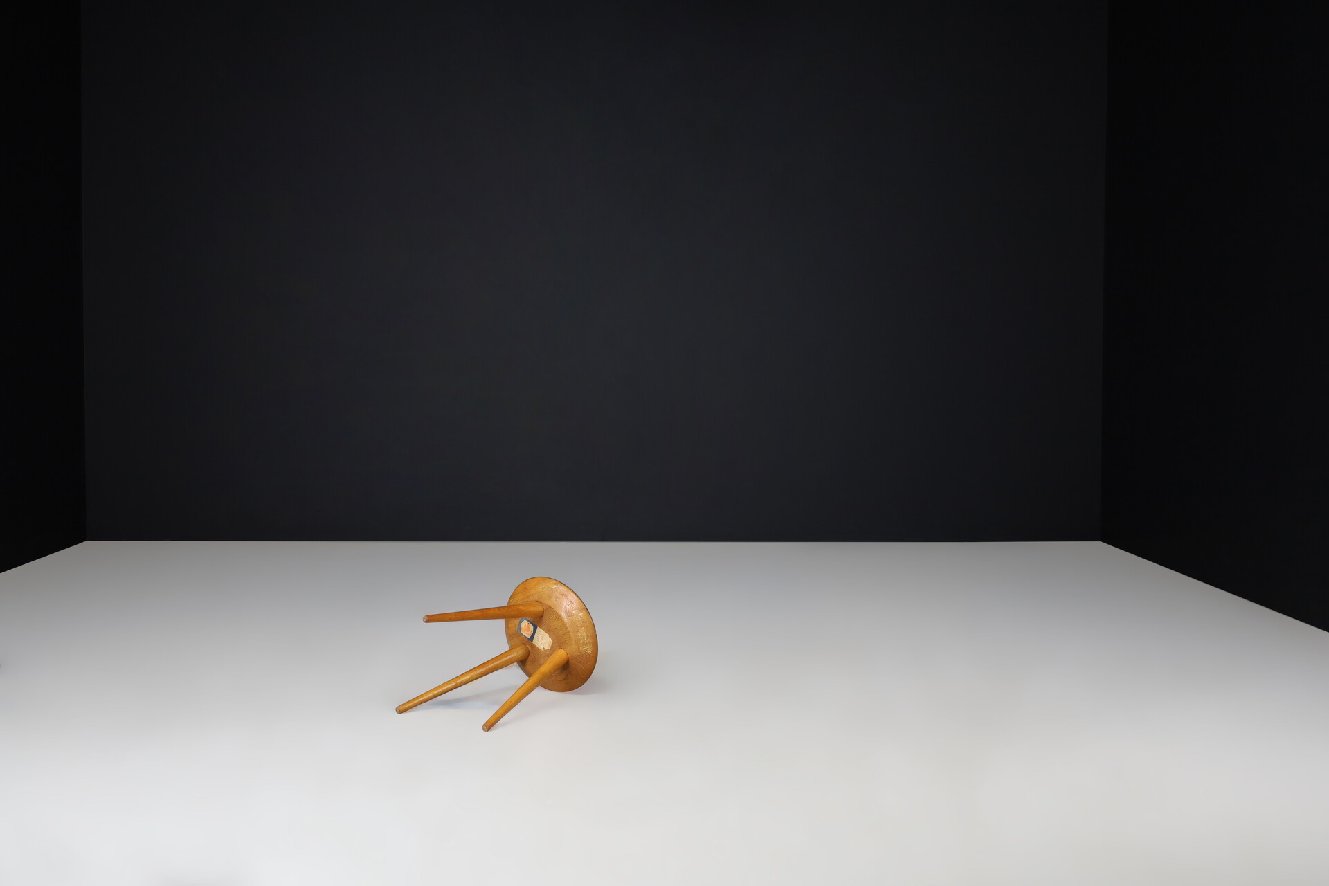 Mid century modern Ash wood stool Praque 1950s Mid-20th century