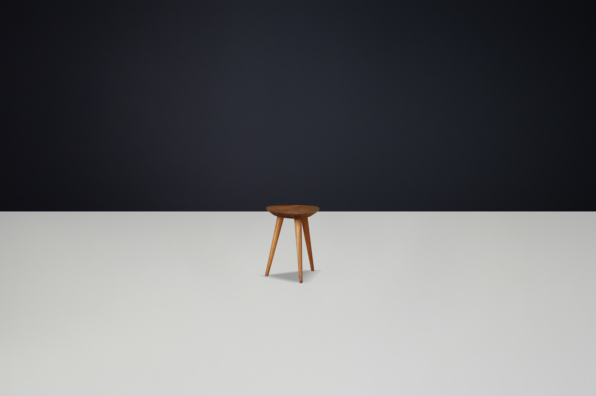 Mid century modern Ash wood stool Praque 1950s Mid-20th century