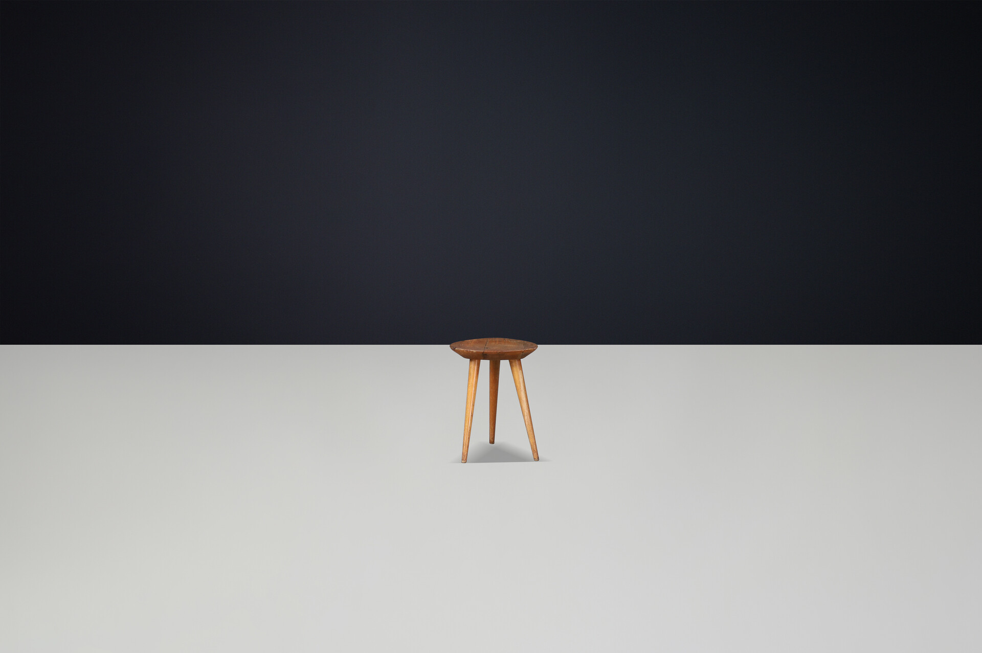Mid century modern Ash wood stool Praque 1950s Mid-20th century