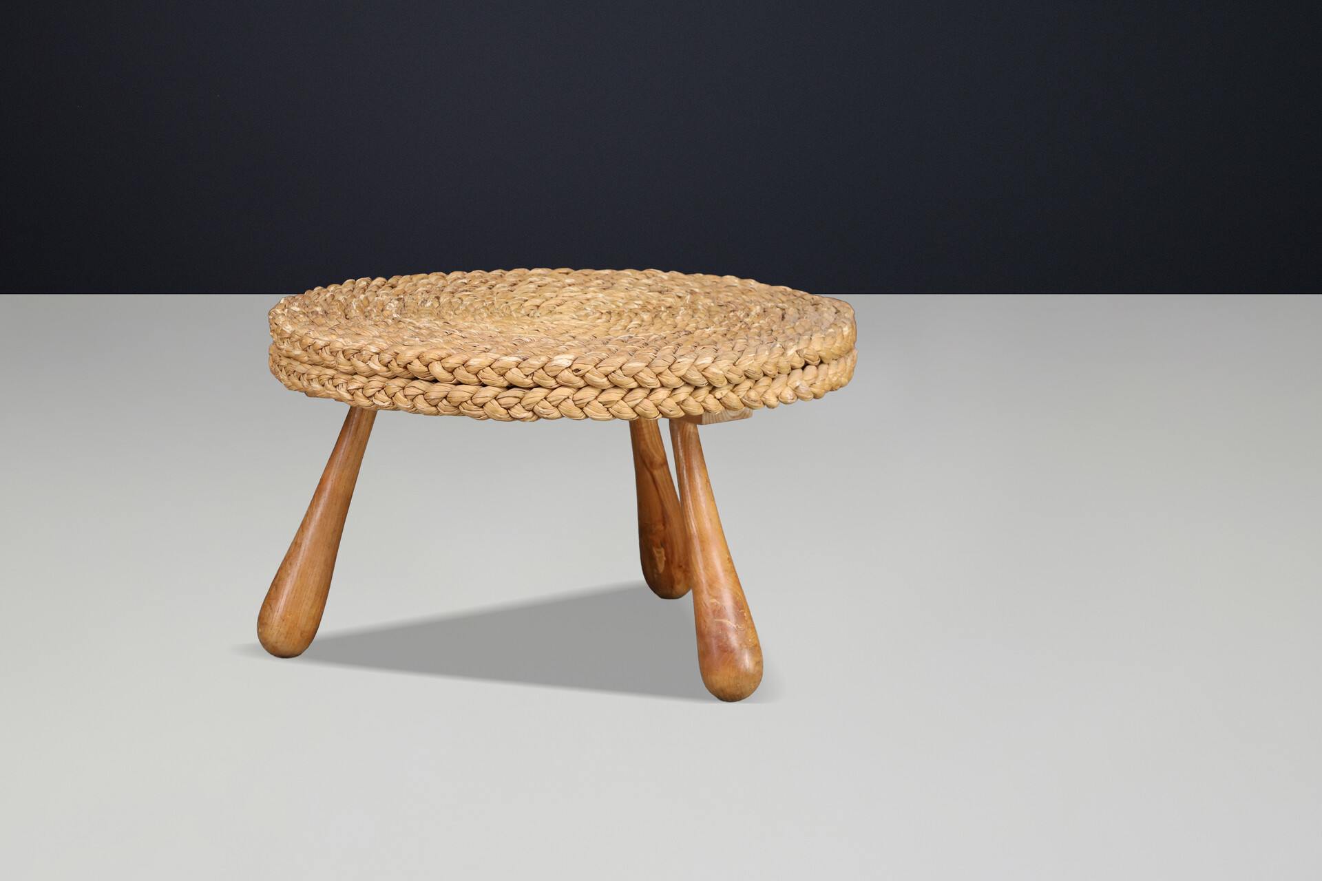 Mid century modern Audoux & Minet Rope Side / Coffee Table, France, 1950s Mid-20th century
