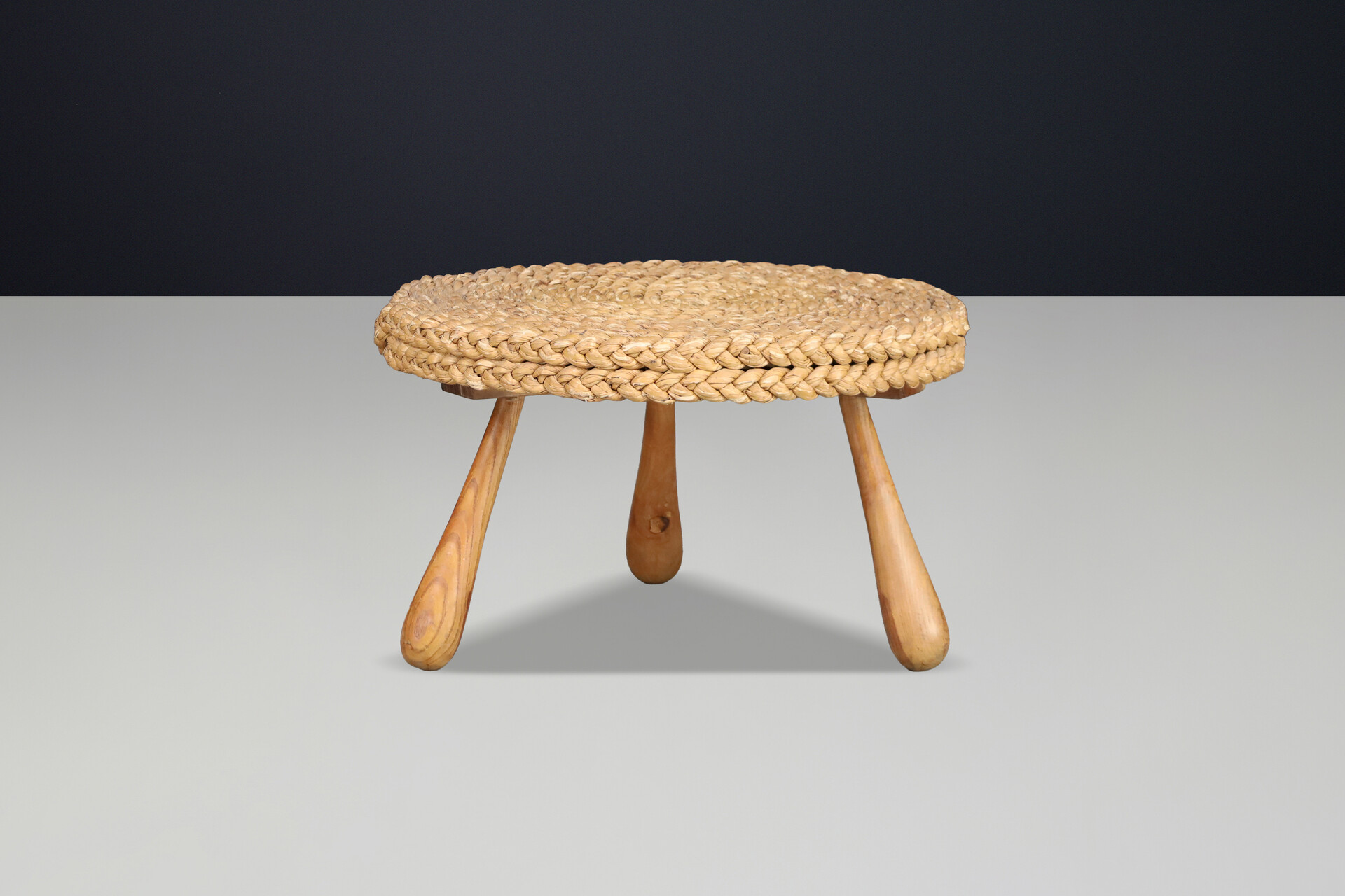 Mid century modern Audoux & Minet Rope Side / Coffee Table, France, 1950s Mid-20th century