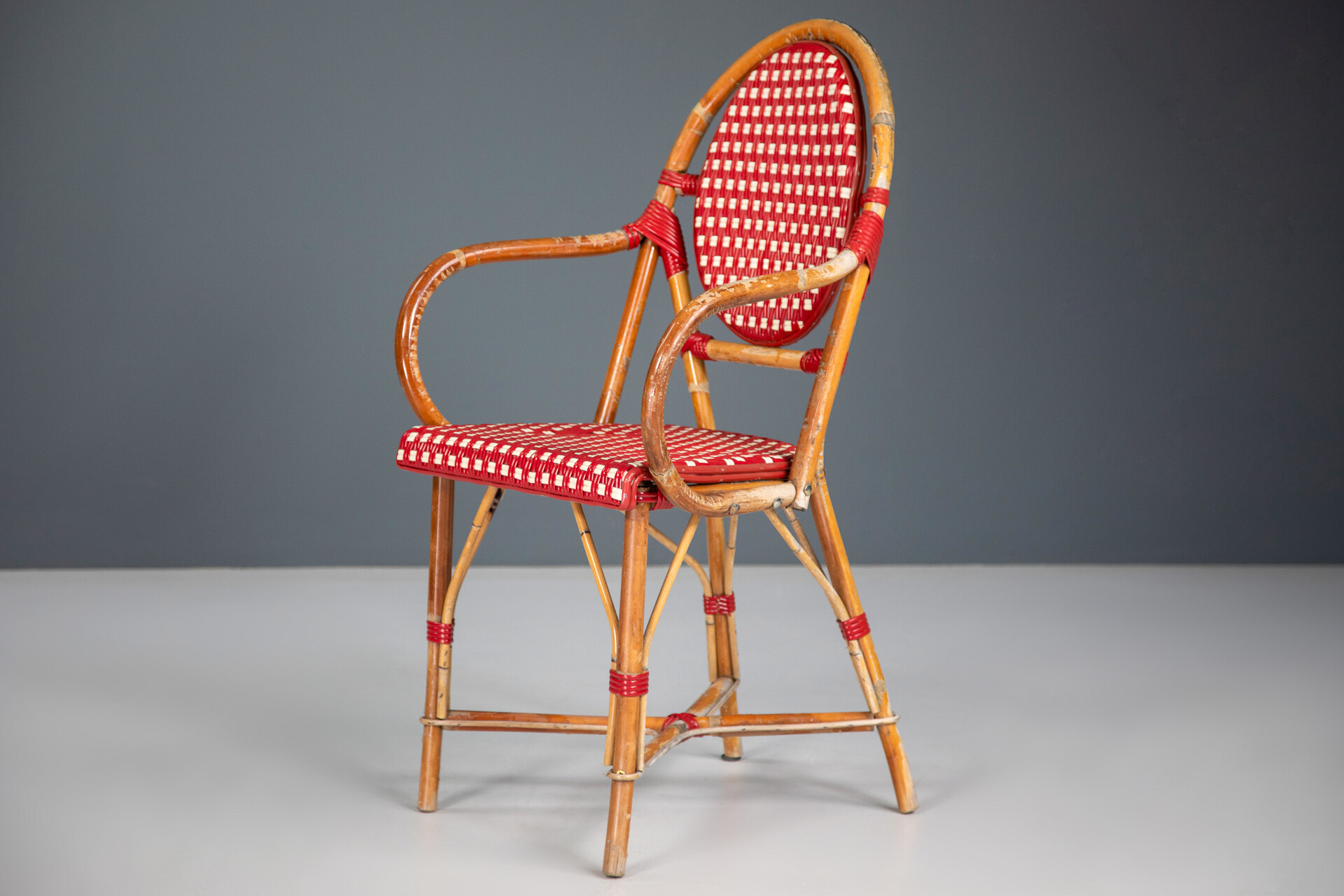 Mid century modern Bambo and plastic Bistro Chais France 1960s Mid-20th century