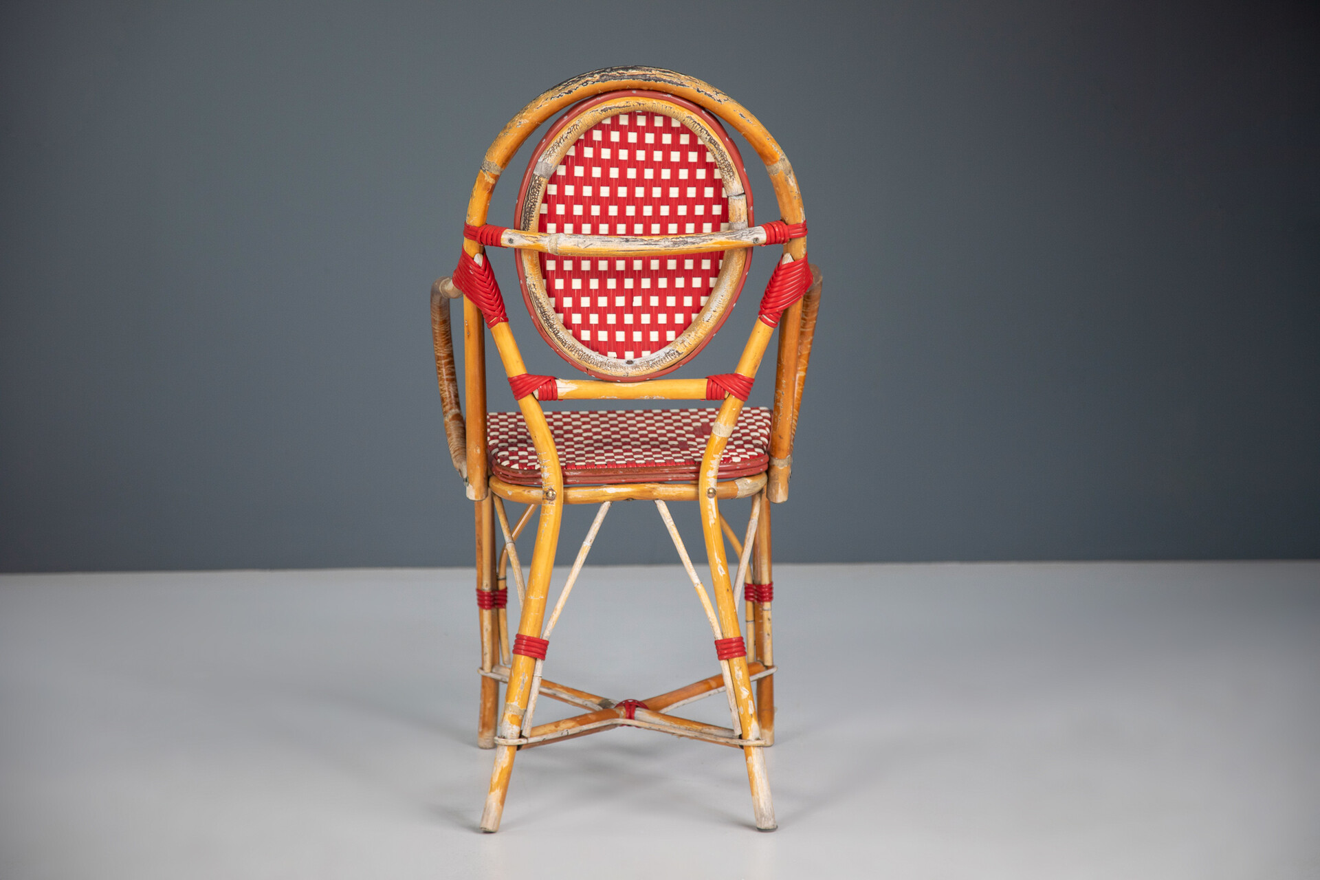 Mid century modern Bambo and plastic Bistro Chais France 1960s Mid-20th century