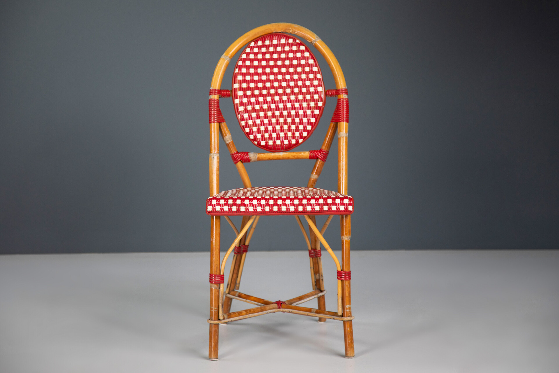 Mid century modern Bambo and plastic Bistro Chais France 1960s Mid-20th century