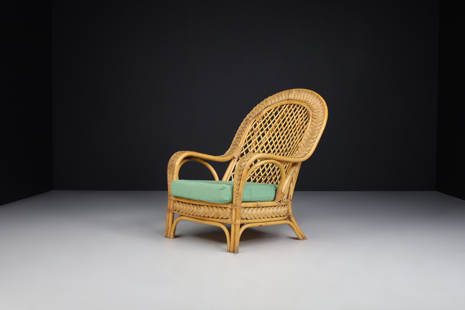 Mid century modern Bamboo and rattan Armchairs,  Italy1950s Mid-20th century