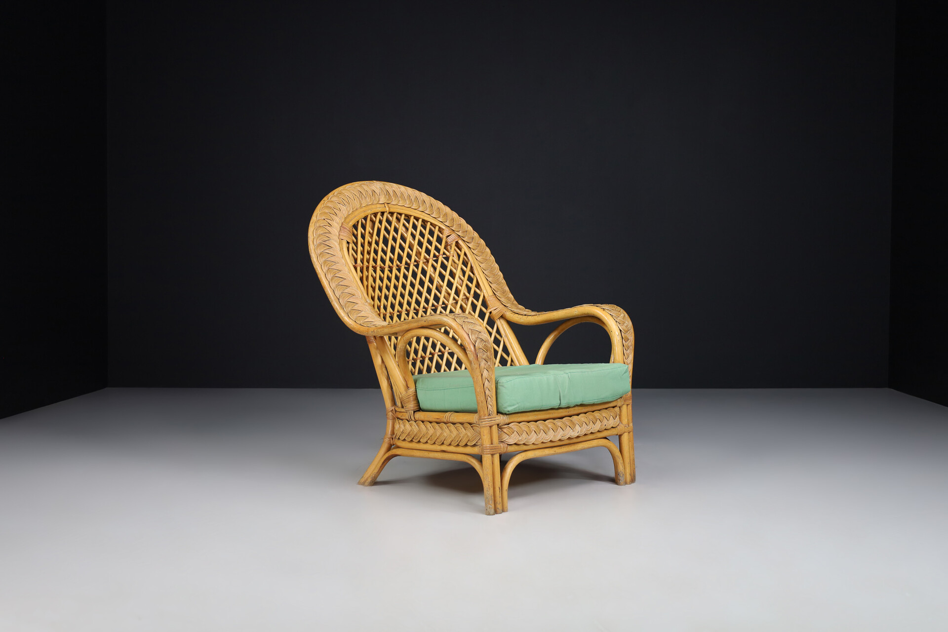 Mid century modern Bamboo and rattan Armchairs,  Italy1950s Mid-20th century