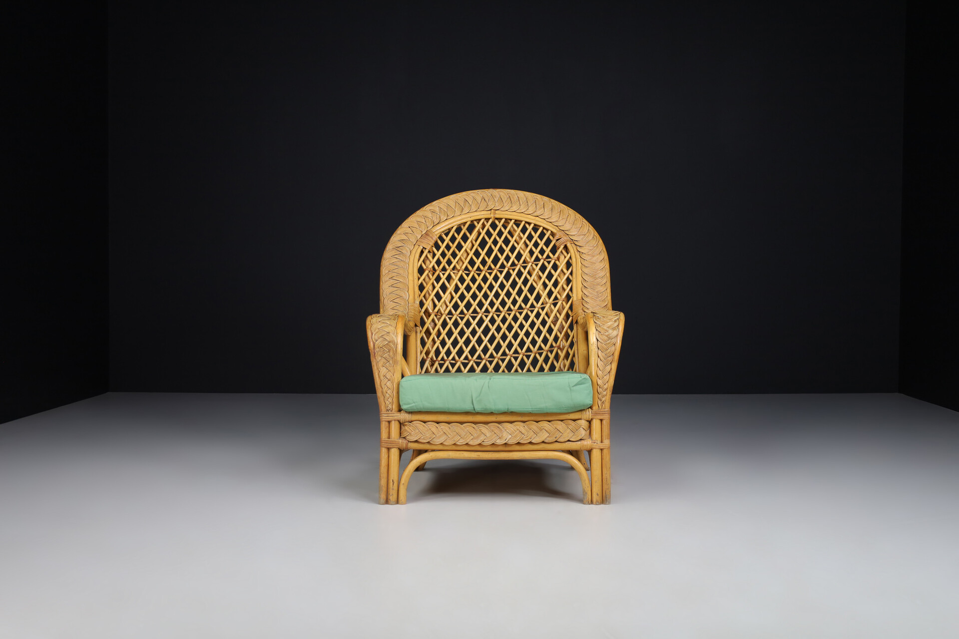 Mid century modern Bamboo and rattan Armchairs,  Italy1950s Mid-20th century