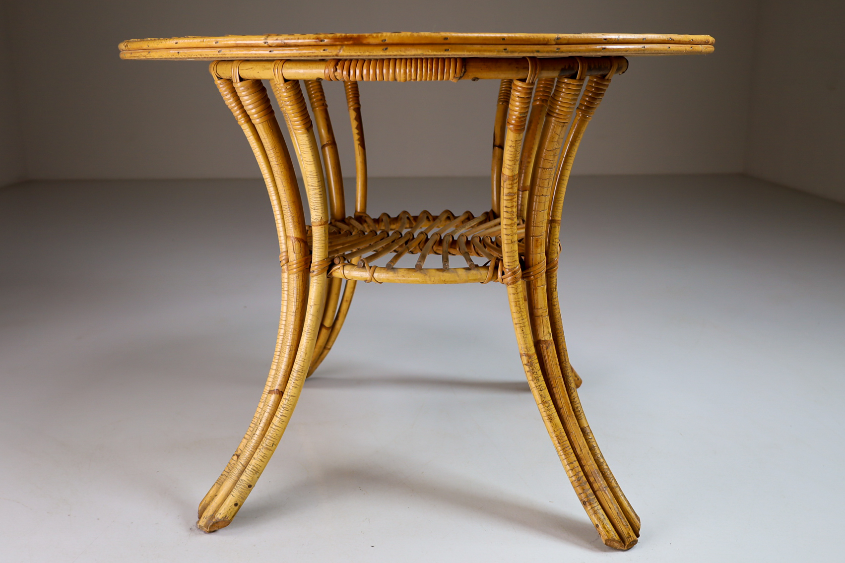 Mid century modern Bamboo and rattan coffee / side / cocktail table France 1960s Mid-20th century