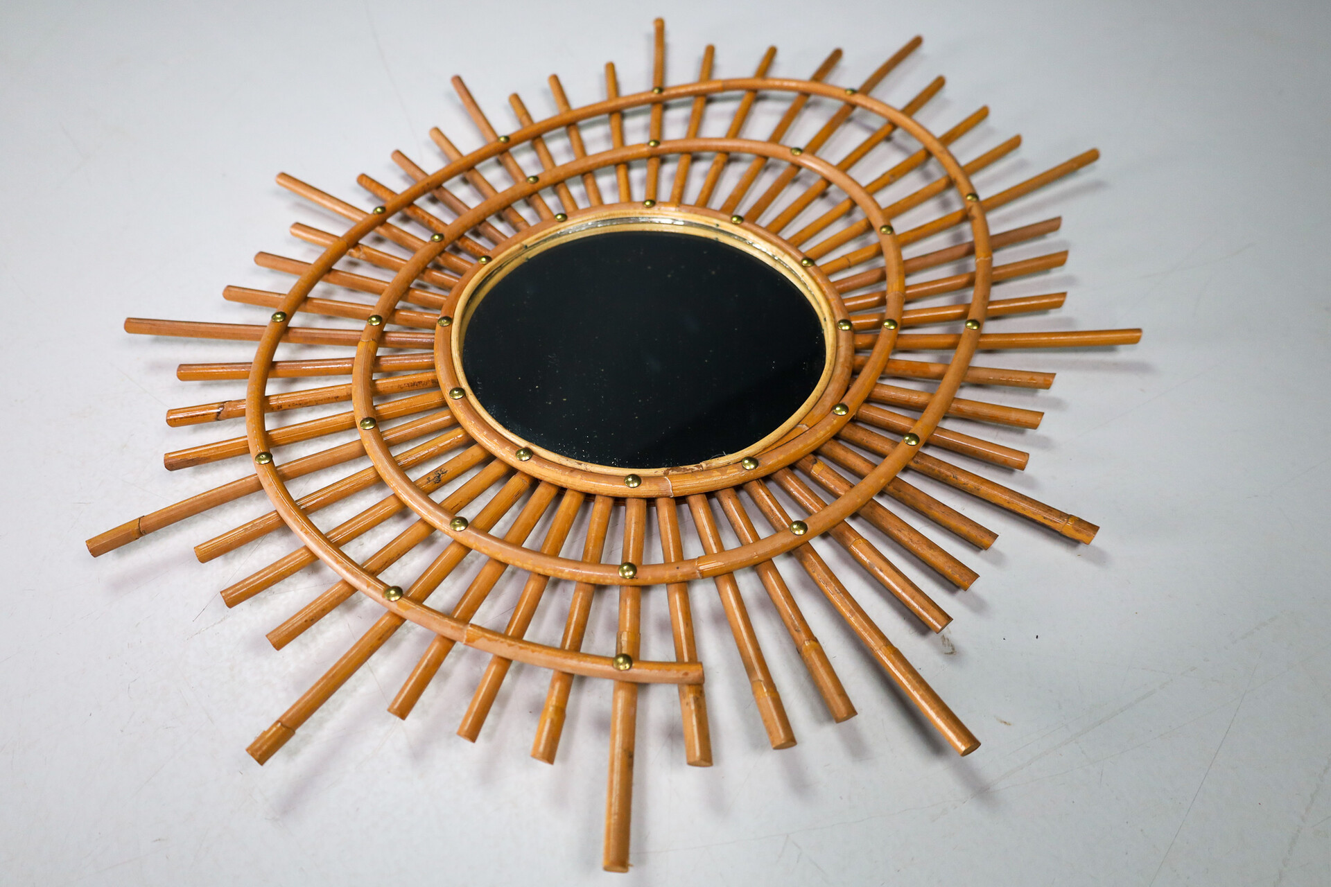 Mid century modern Bamboo and rattan mirror France 1960s Mid-20th century