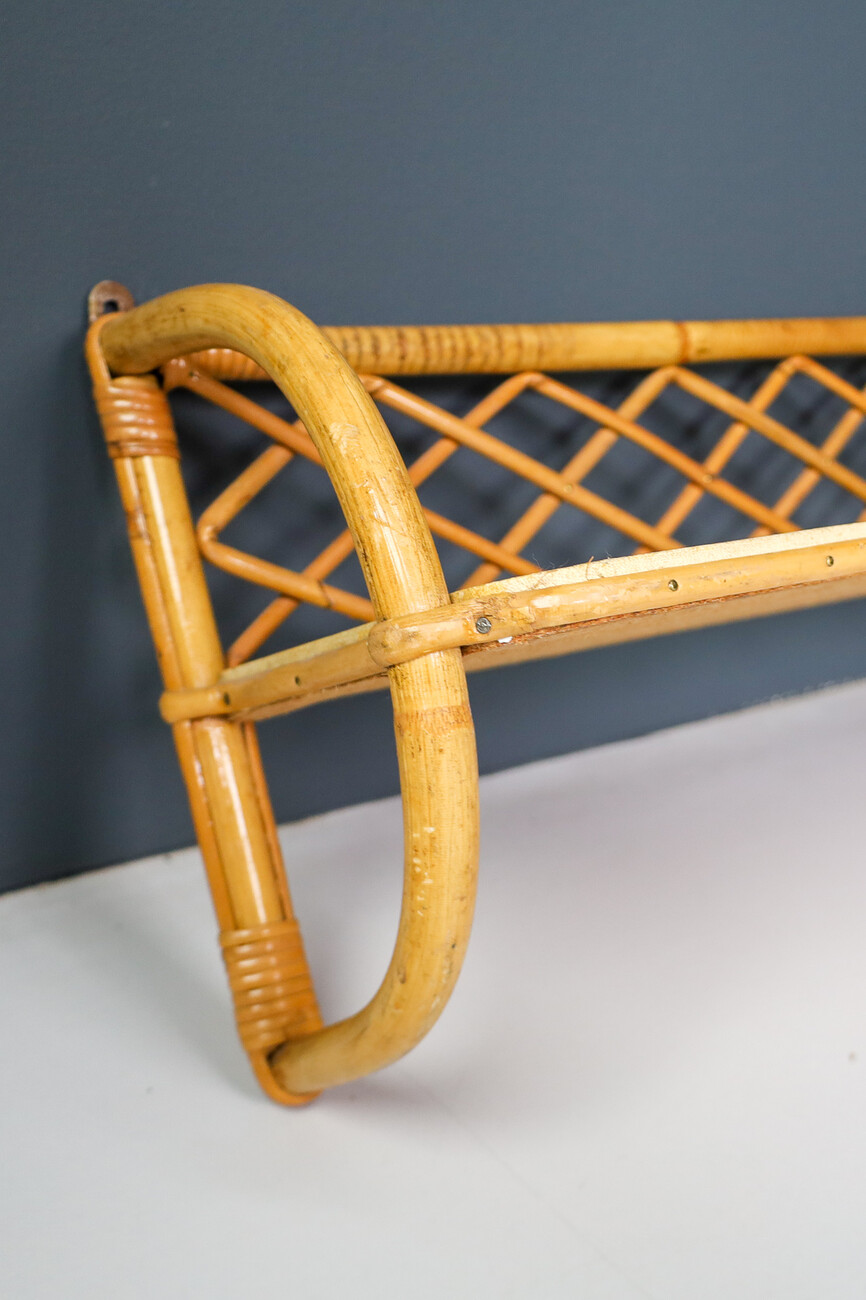 Mid century modern Bamboo and rattan schelf France 1960s Mid-20th century
