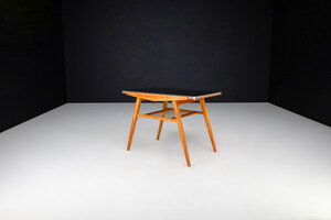 Mid century modern Beech and glass cocktail table, Praque 1950s Mid-20th century