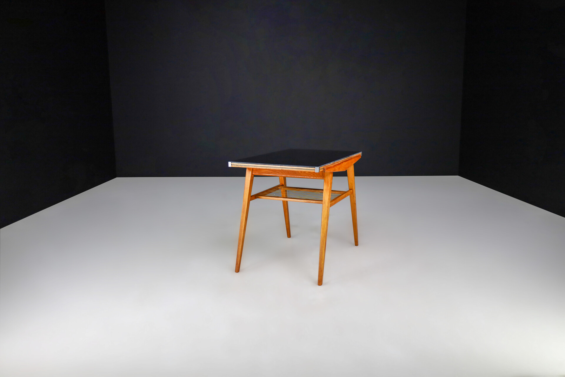 Mid century modern Beech and glass cocktail table, Praque 1950s Mid-20th century