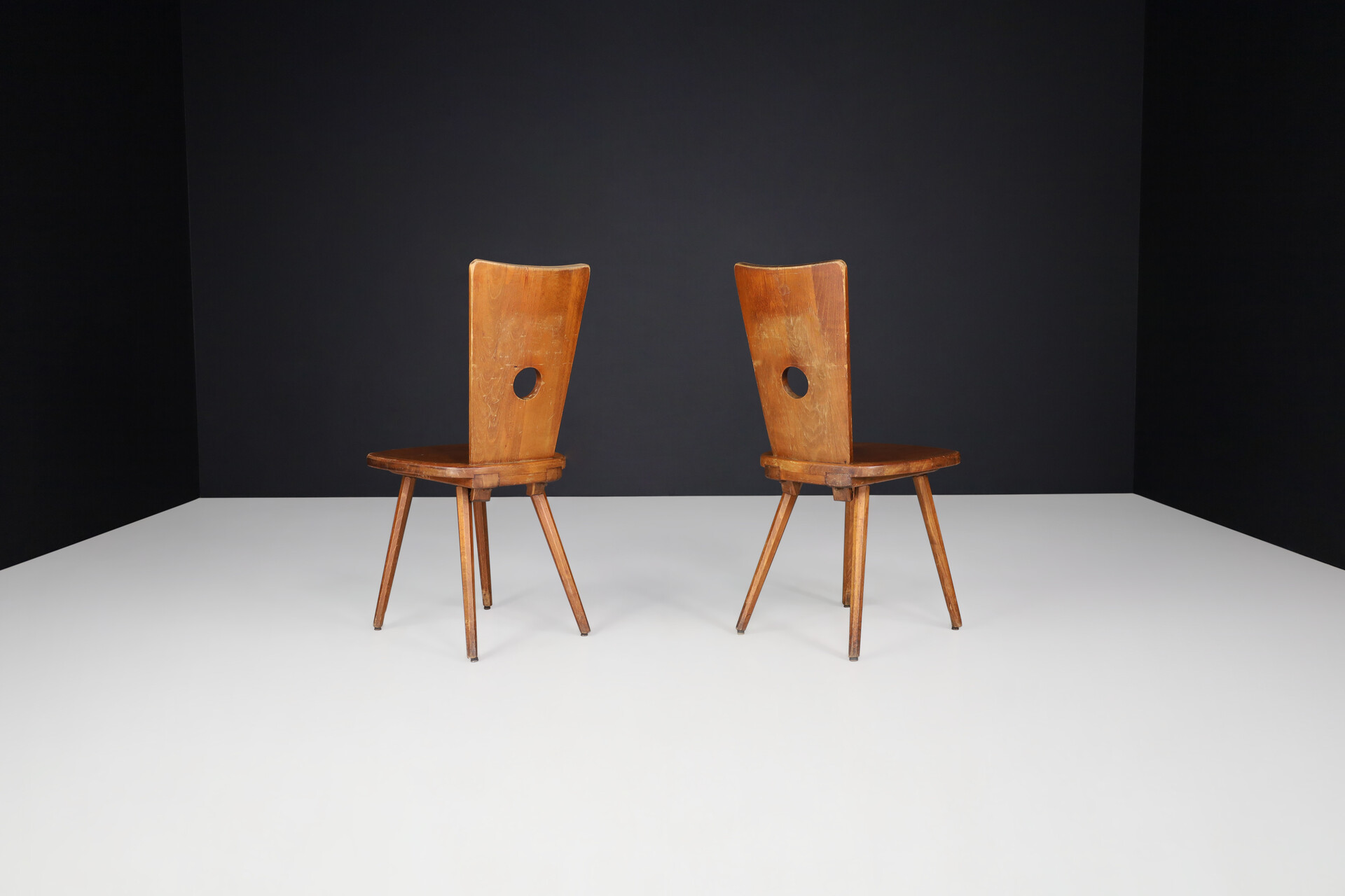 Mid century modern Beech dining chairs in the manner of Pierre Chapo, France 1960s Mid-20th century