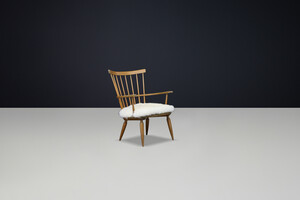 Mid century modern Beechwood Armchairs with sheepskin cushions for Altheim by Franz Schuster 1950s Austria. Mid-20th century