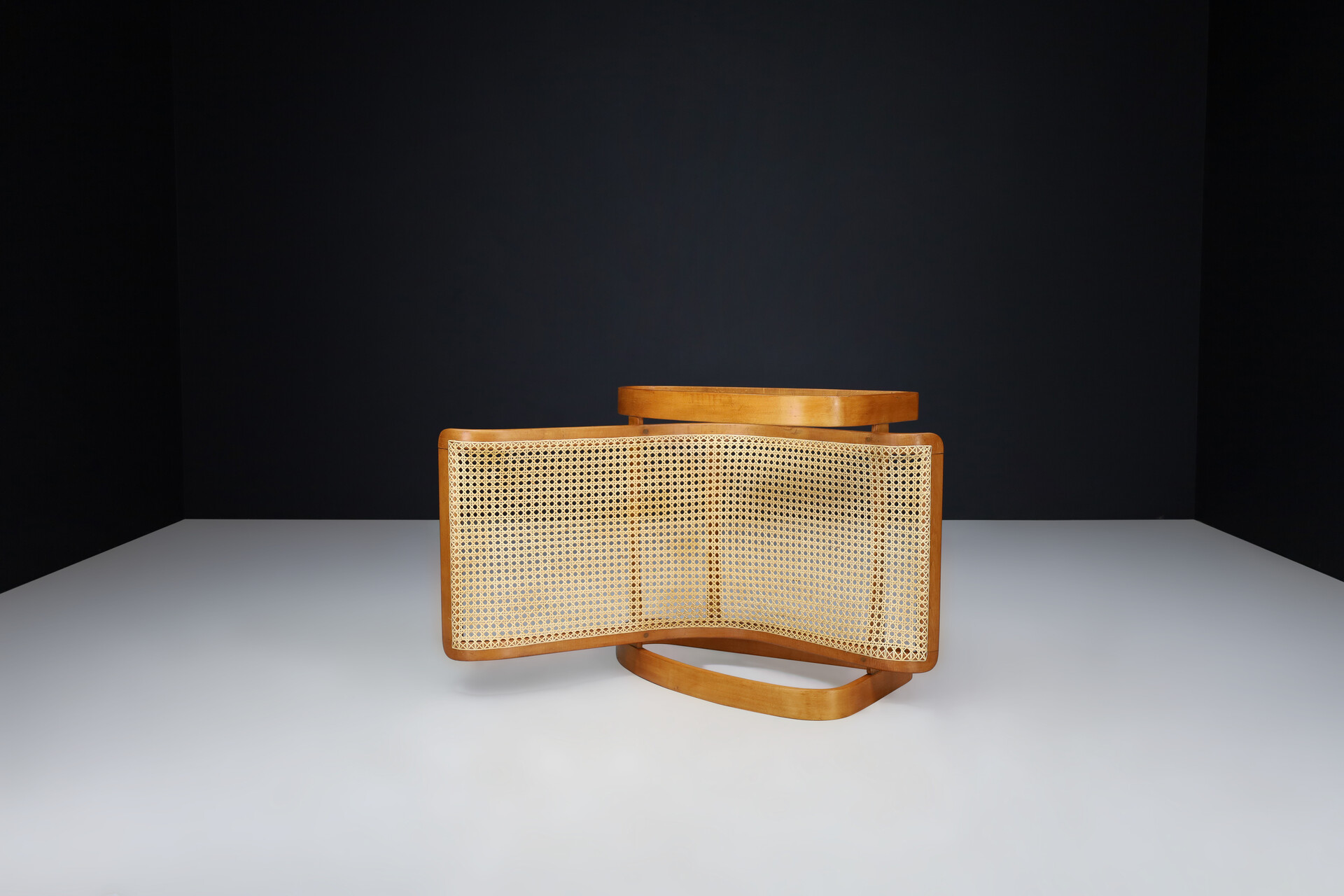 Mid century modern Bentwood and wicker Lounge chair, Italy 1960s Mid-20th century